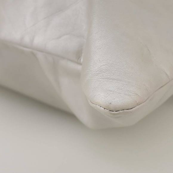 CHANEL Matelasse Hand Bag Leather Silver Light Gray Pearl CC Auth bs20615 - Picture 12 of 16